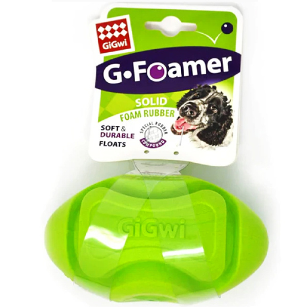 GIGWI רוגבי גומי ירוק לכלב