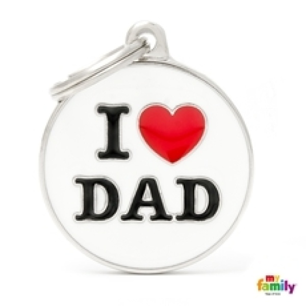 תג שם לכלב צארמס I LOVE DAD מיי פמלי