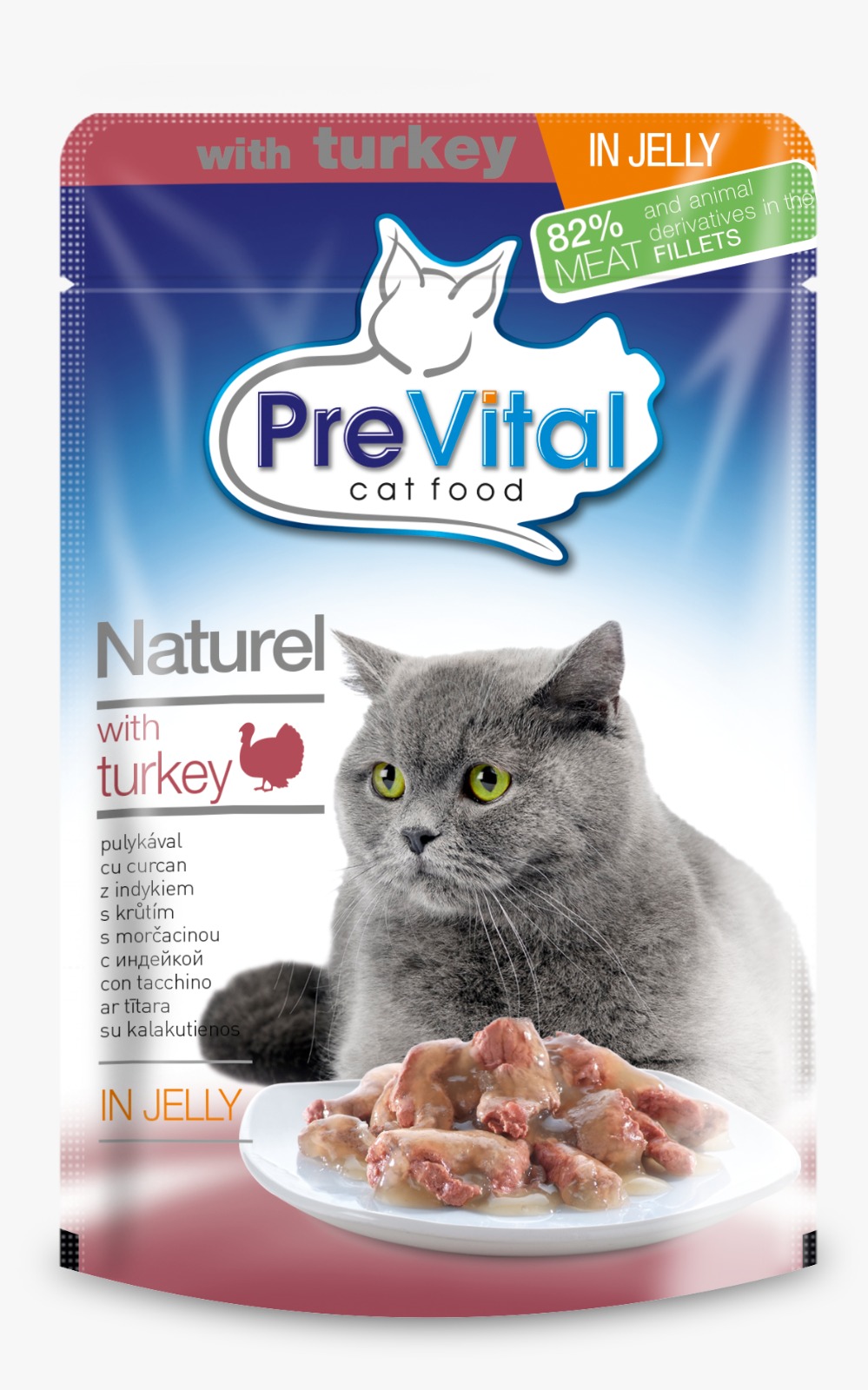 פאוץ לחתול בקר בג'לי 85 גרם פרה ויטל PreVital
