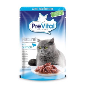 פאוץ לחתול סלמון ברוטב 85 גרם פרה ויטל PreVital