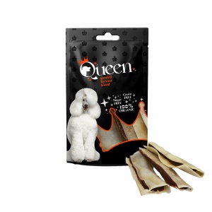 חטיף לכלב ברווז עם שבבי עור בקר 80 גרם Queen