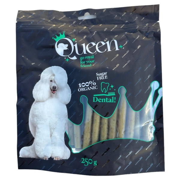 חטיף דנטלי Queen מקלונים דנטליים צמחוניים 250 גרם