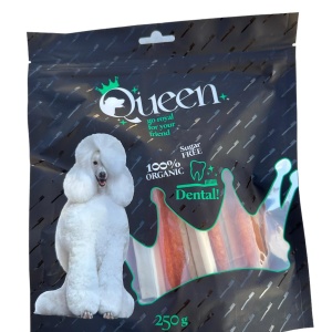 חטיף דנטלי Queen עצם דנטלית בשתי צבעים 250 גרם