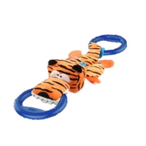 GIGWI צעצוע נשיכה בד+2 טבעות גומי-טייגר